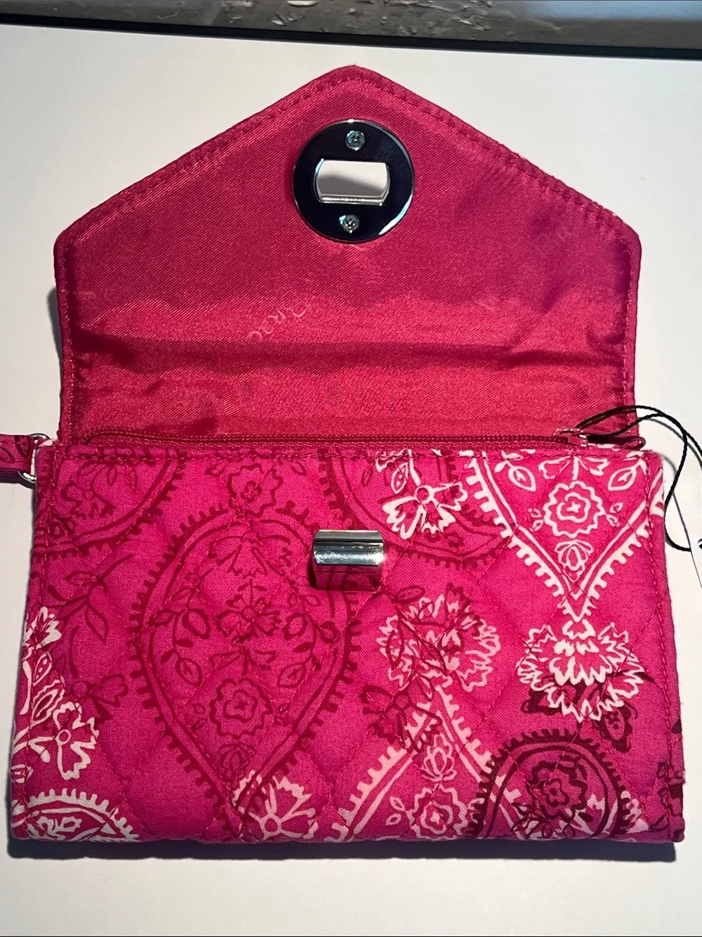Vera Bradley Hot Pink Quilted Paisley Envelope Clutch